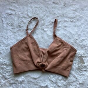 Aerie Women's Ribbed Seamless Twisted O-Ring Bralette Clay Medium 2694-231 NWT